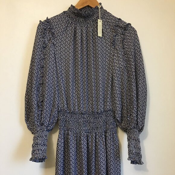 NWT Max Studio Bohemian Balloon Sleeve Mock Neck Maxi Dress - Picture 3 of 16